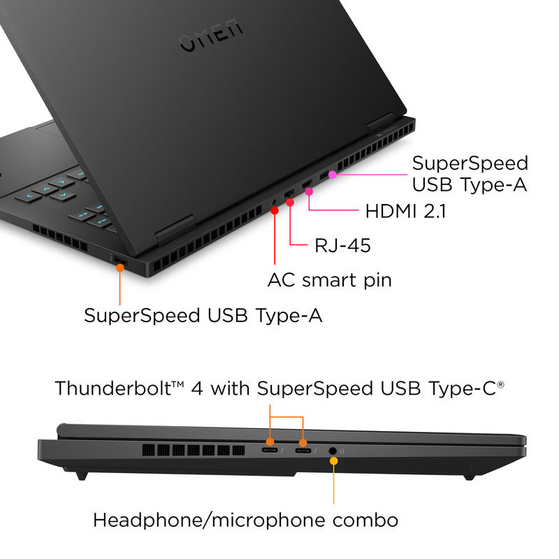 OMEN Transcend Laptop 16-u1047nr 16", Windows 11 Home,  Intel® Core™ i7, 32GB RAM, 1TB SSD, NVIDIA® GeForce RTX™ 4070, WQXGA, Shadow black - Image 4