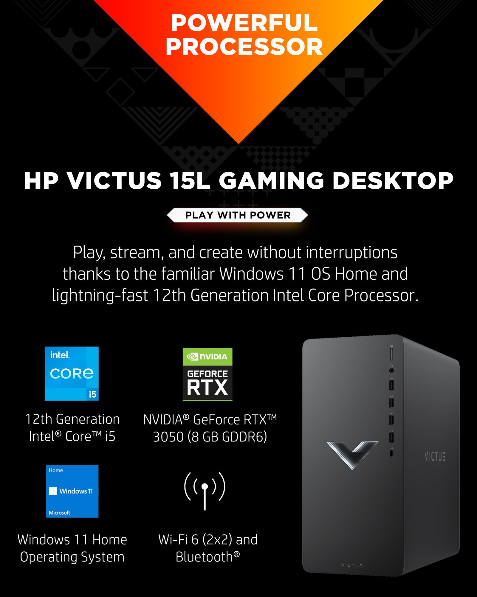 Victus by HP 15L Gaming Desktop TG02-0025m, Windows 11 Home, AMD Ryzen™ 5, 16GB RAM, 512GB SSD, AMD Radeon™ RX 6400, Mica silver - Image 2